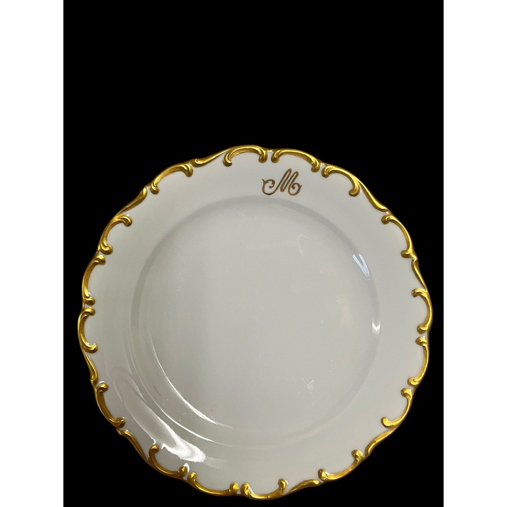 Schumann Arzberg Bavaria White Elegance Gold Gilt Monogram M Plates Set of 4 - Picture 3 of 8